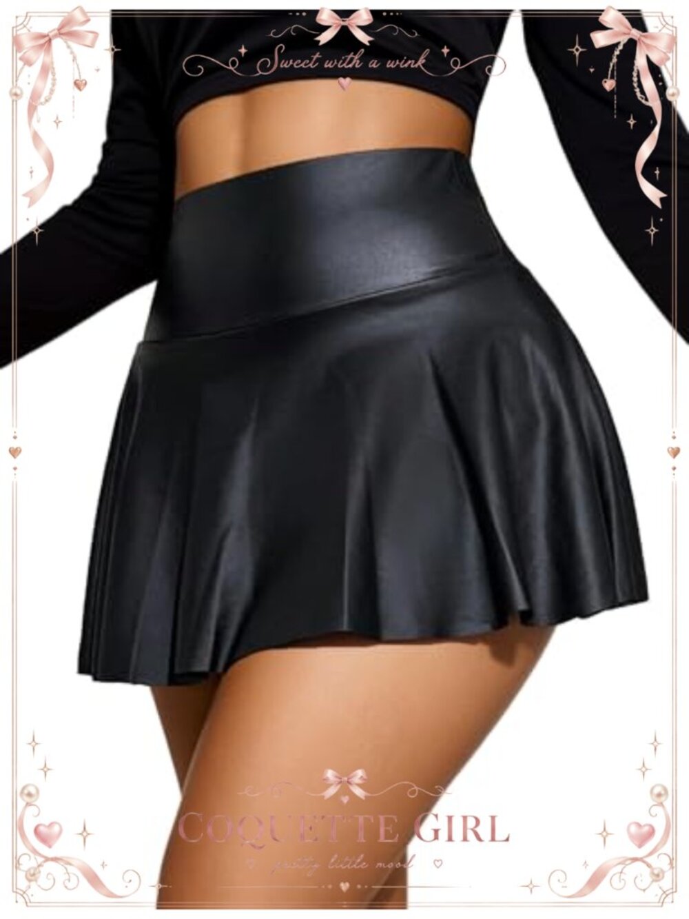 Faux Leather Mini Skirt High Waisted Pleated Bodycon Women's Party